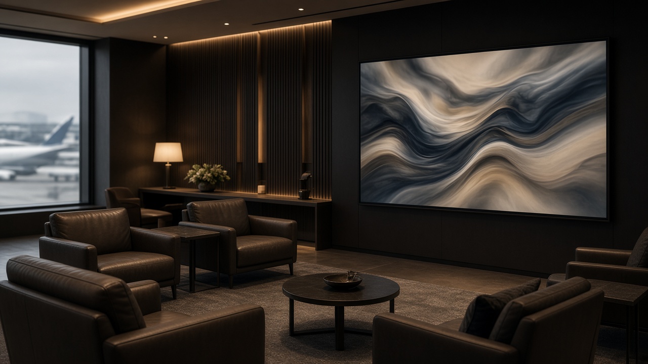 Havalimanı lounge’unda bir ekran